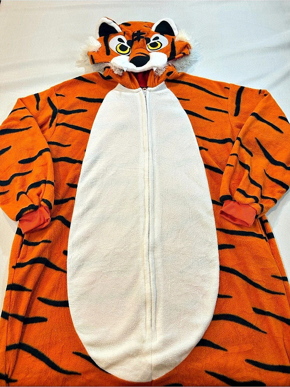 Adult Tiger Costume Onesie Size Large 3D Hood Tail